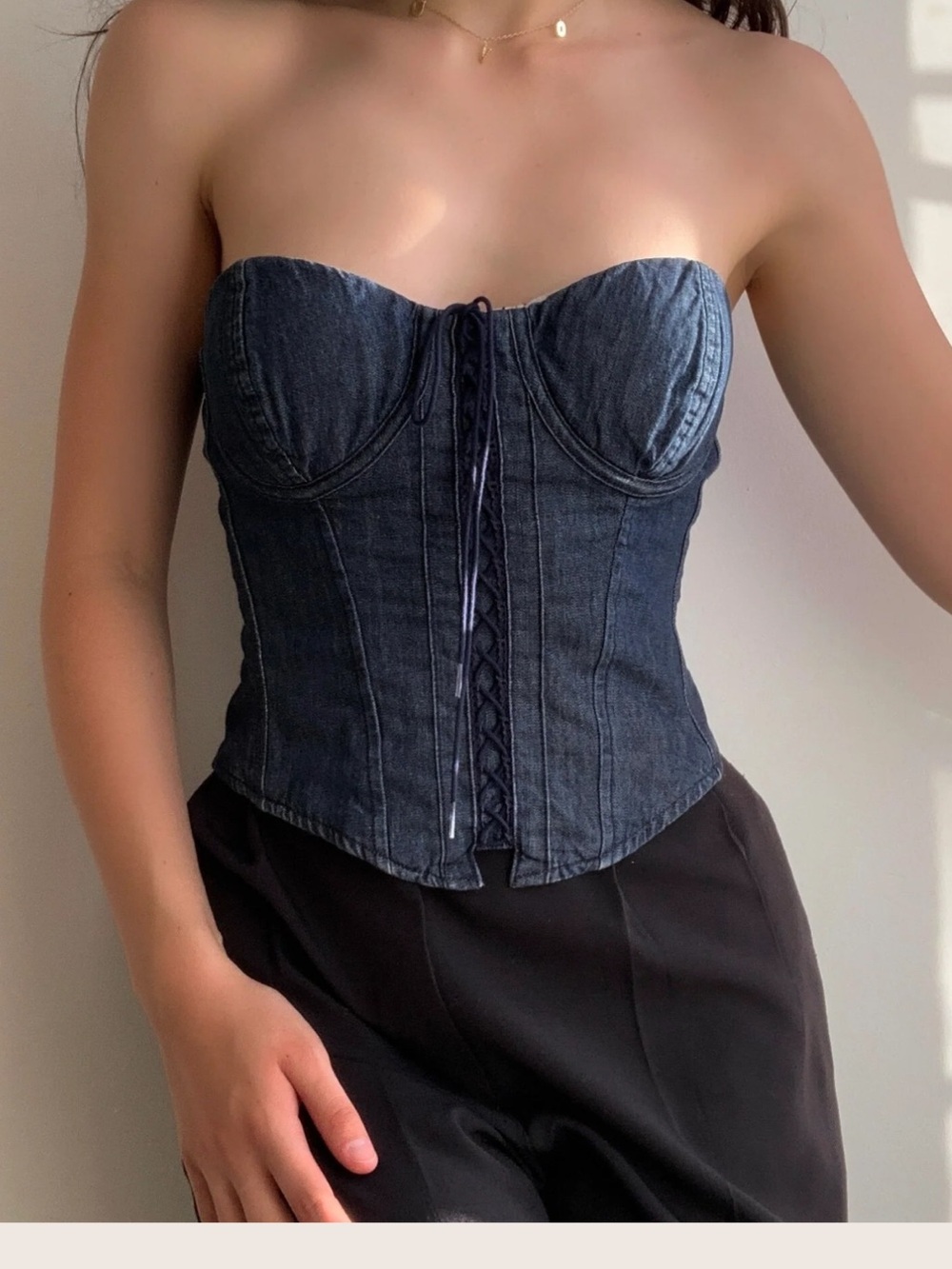 Denim & Supply Ralph Lauren Blue Denim Bustier Corset Top
